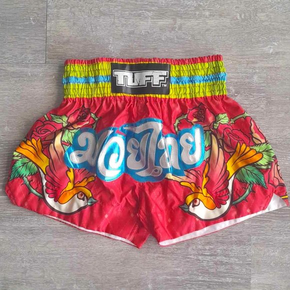 Tuff Thai Boxing Muay Thai Shorts, Women's Small | pink, swallow, old school - Picture 1 of 6